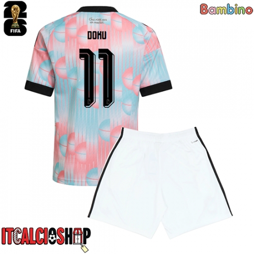 Belgio Jeremy Doku #11 Seconda Maglia Bambino Mondiali 2026 Manica Corta (+ Pantaloni corti)